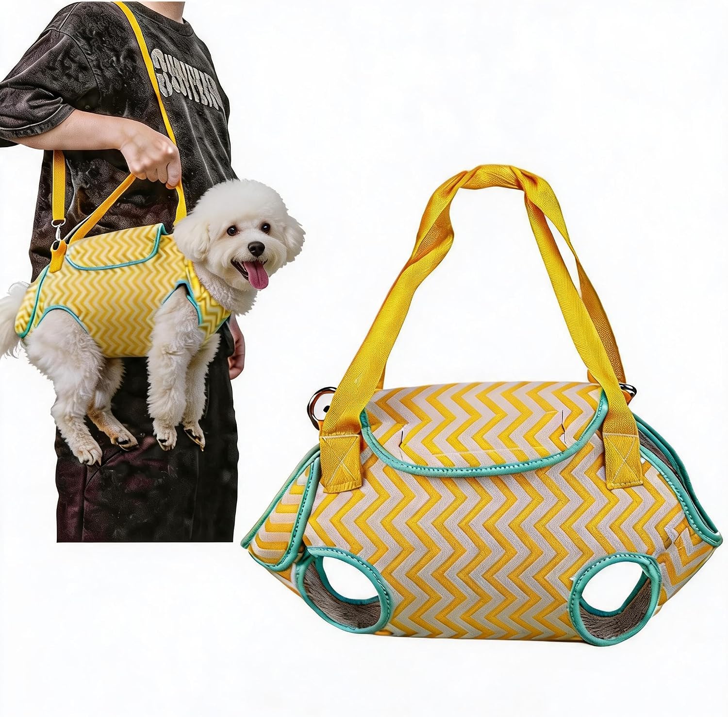 Adjustable Dog Carrier Sling, Soft Wearable Backpack for Walking Hiking Camping, Legs Out Design for Puppy Kitten Cats, Front Clip Harness, Small Medium Large Dog Carrier(S)