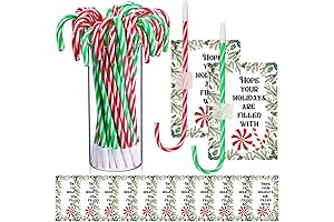 YEAQEE 120-Piece Holiday Cheer Set: Candy Cane Treat Pens and Matching Greeting Cards