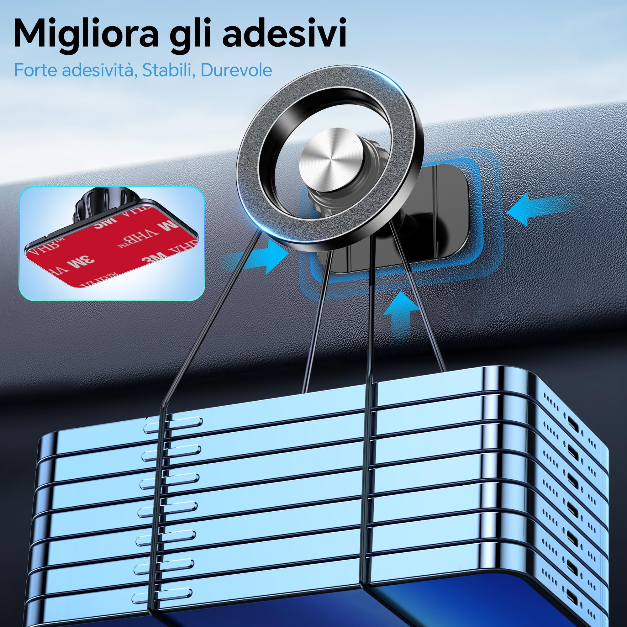 Coolpow Porta Cellulare Auto con Magsafe【20 Potente Magnetico 】 Supproto Telefono Auto Magnetico【360°】 Porta Telefono AUto Per Il Cruscotto & Presa d'Aria Automobile Compatibile con iPhone 17,Nero