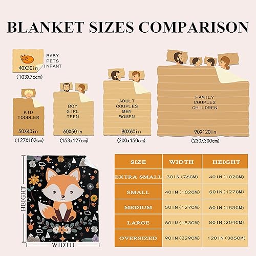 Miniatura 4 de Foxes - Manta de felpa suave y cómoda, para amantes de los animales, regalos de zorro, manta ligera de franela de 50 x 40 pulgadas para niños