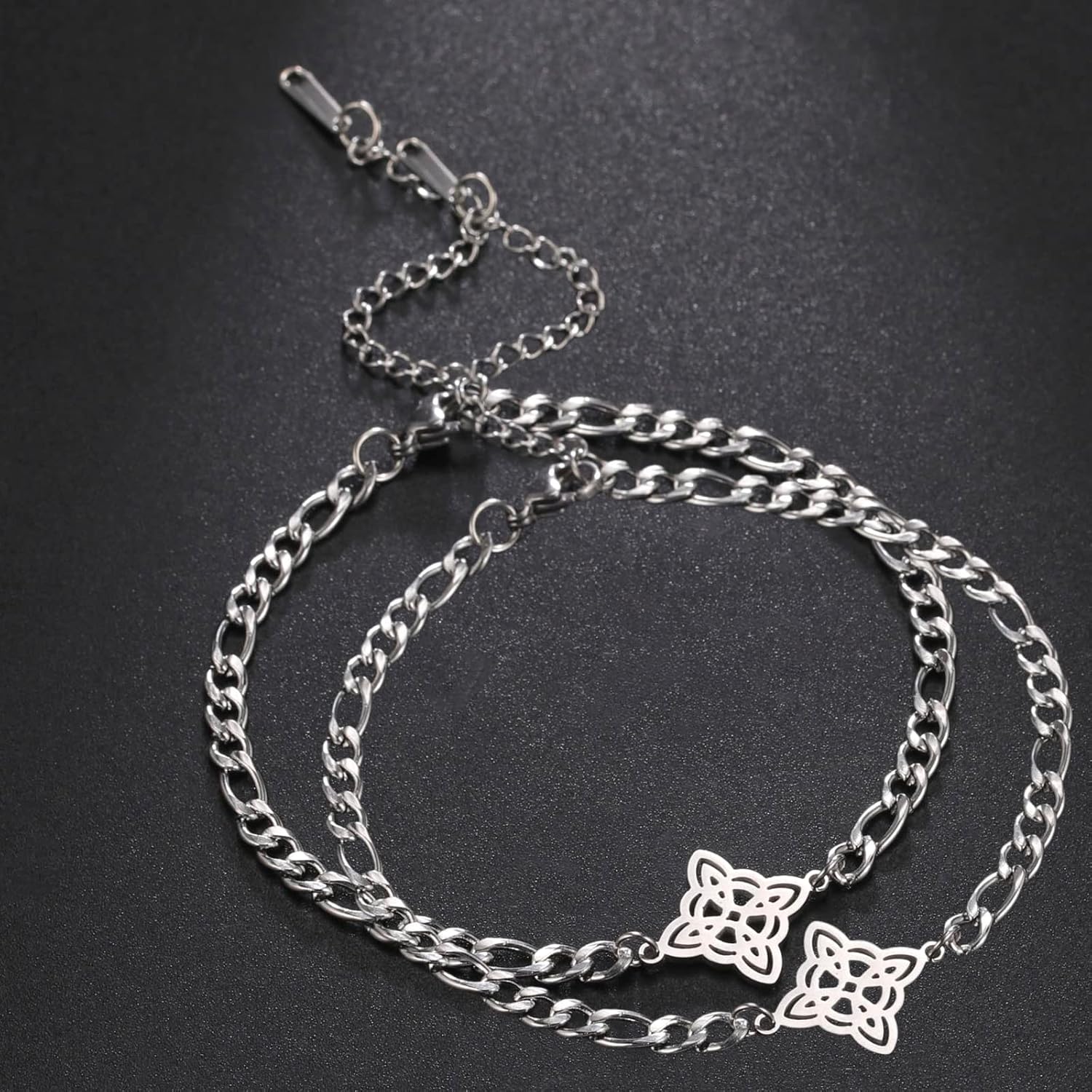 Miniatura 3 de SIPURIS Pulsera de nudo de bruja, nudo celta, símbolo de wiccano, nudo mágico, pulsera de joyería de brujería, pulsera de acero inoxidable,