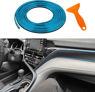 Car Interior Trim Strips, Car Door Trim, 32.8ft /10M Flexible Trim with Installing Tool, Automobile Molding Line Accessories for Door Panel Gap Instrument Panel Electrobluing