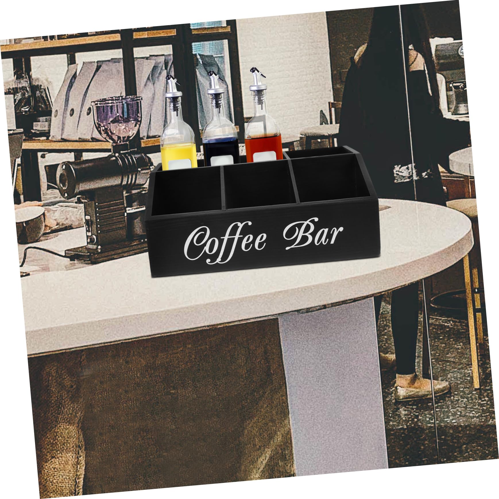 SOLUSTRE Holz Kaffee-organizer Für Arbeitsplatte Kaffeebar-organizer Aufbewahrungsbox Für Kaffee-zubehör Zuckerpäckchen Papiertücher Strohhalme