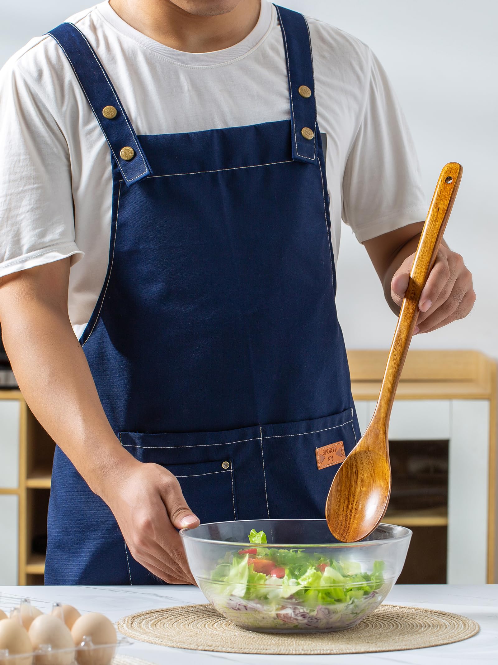 Wooden Mixing Spoon, 16.5 Inch Long Handled Wooden Spoons for Cooking And Stirring - Image 4