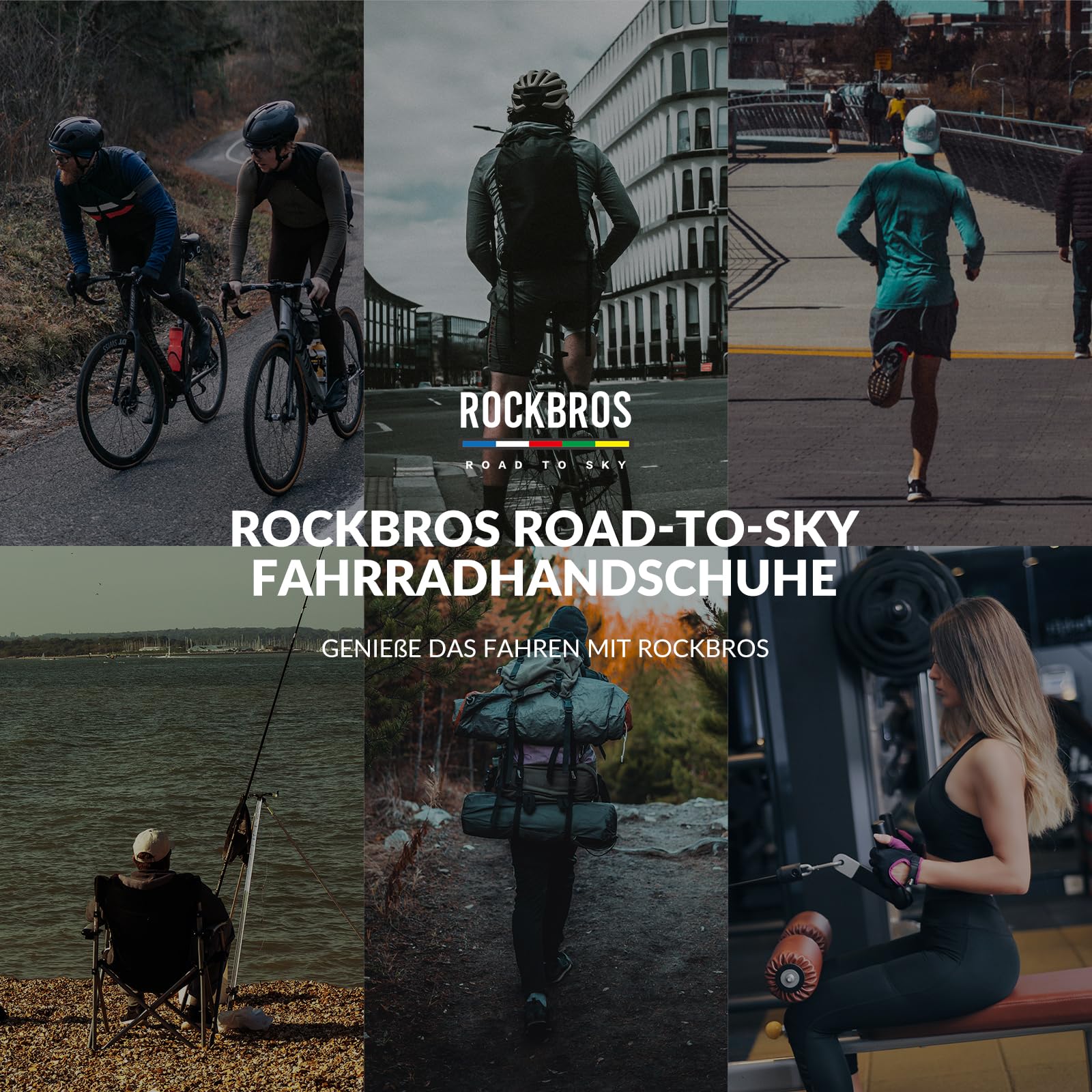 ROCKBROS Road to Sky Guantes de Ciclismo Pantalla táctil Deportivo con Dedo Completo Transpirable para Hombres Mujeres MTB Bicicleta de Carretera Deporte
