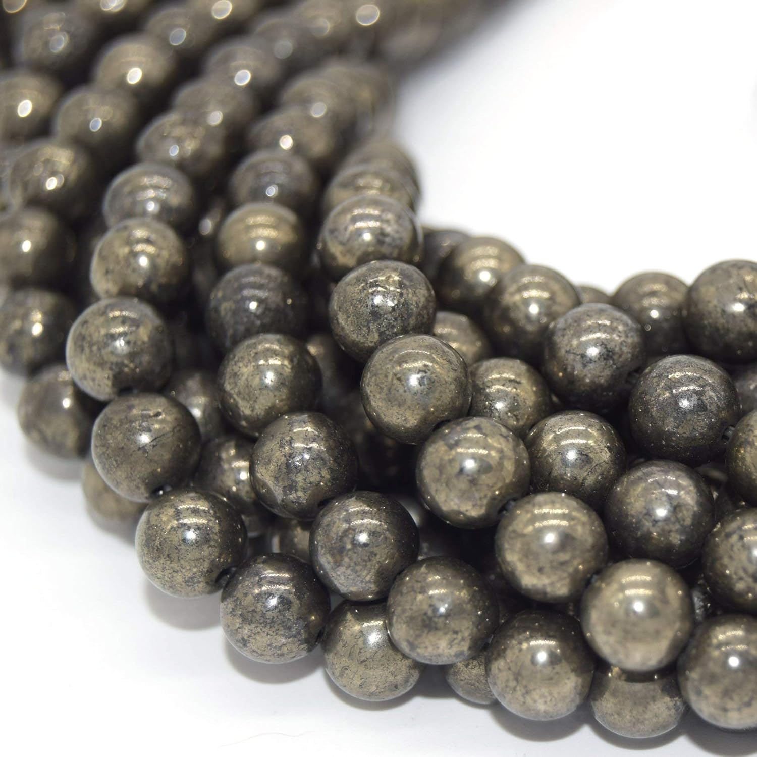 Pyrite Beads | Natural Smooth Round Gemstone Beads - 4mm 6mm 8mm 10mm 12mm Available - 10mm