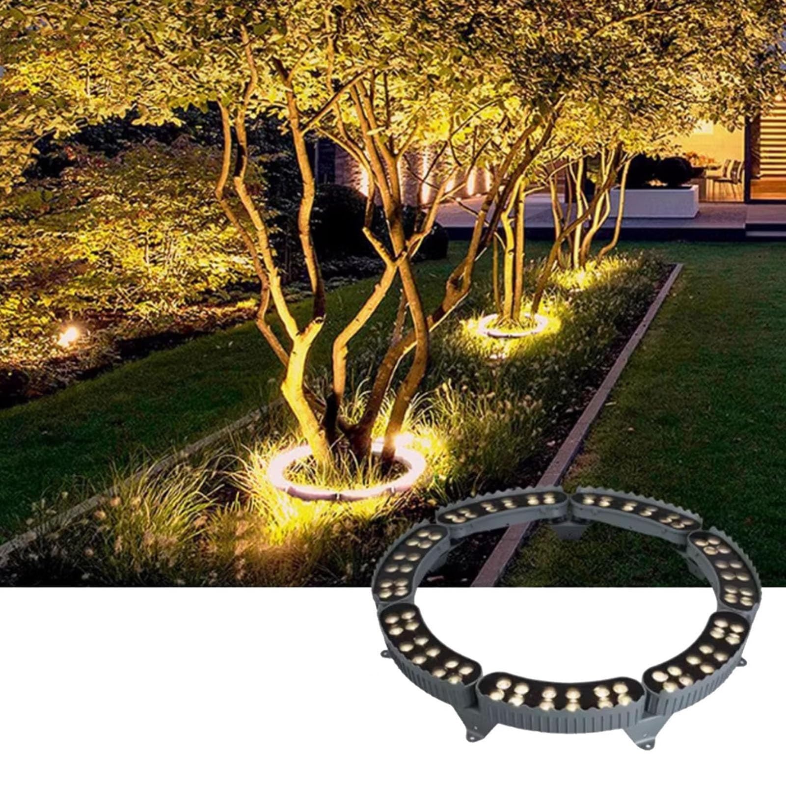 THEGA Luz Sujeción Árboles - Luces Paisaje, Iluminación Jardín Paisaje AC220V, Luces Iluminación Árboles Impermeables Exteriores IP65, Foco Aro Color Circundante Exteriores(Yellow,7PCS(84W))