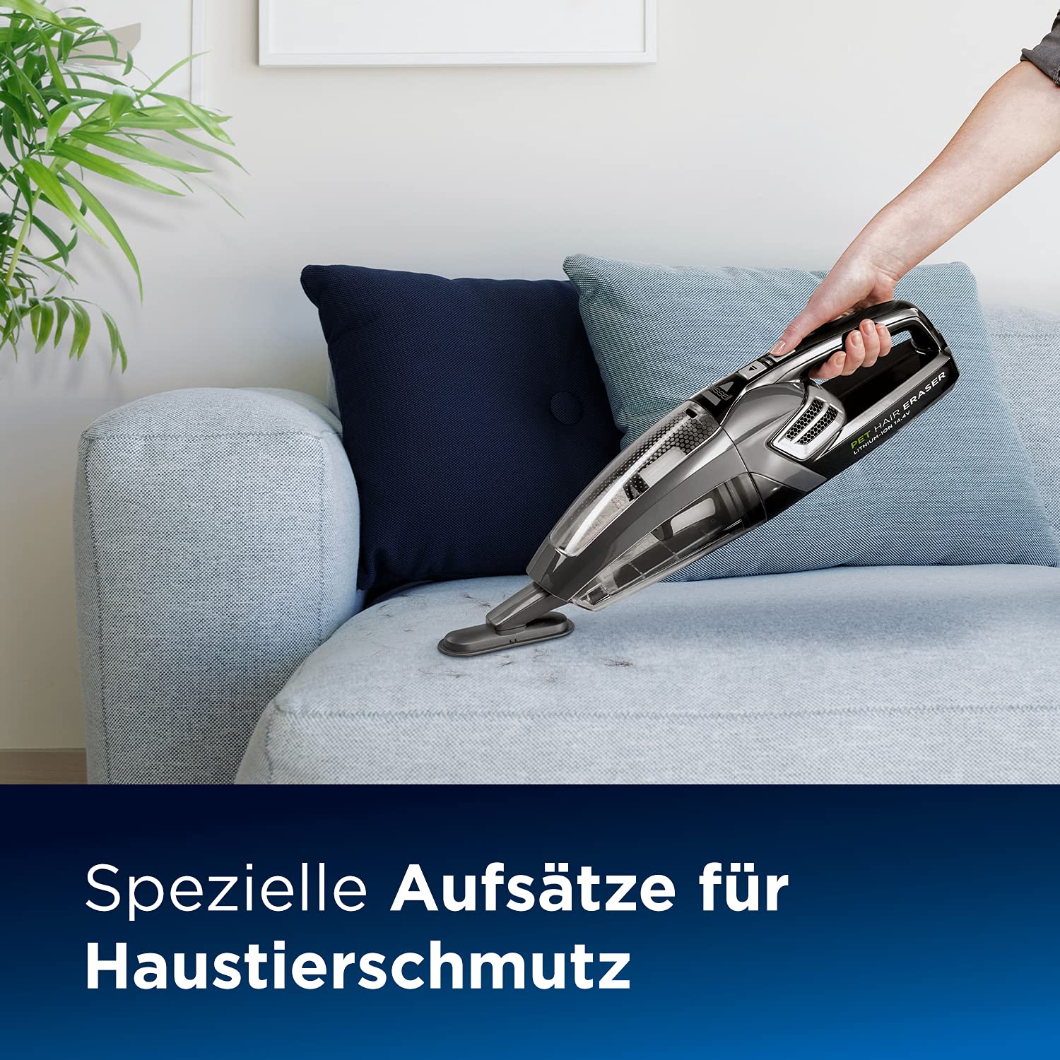 Bissell Pet Hair Eraser, Kabelloser Handstaubsauger, Rotierende Bürstenrolle, 14.4V, Bekämpft Tierhaare & Schmutz, Für Ihre Treppen, Polster, Autos und Teppiche, 68dB, Schwarz/Titan, 2278N