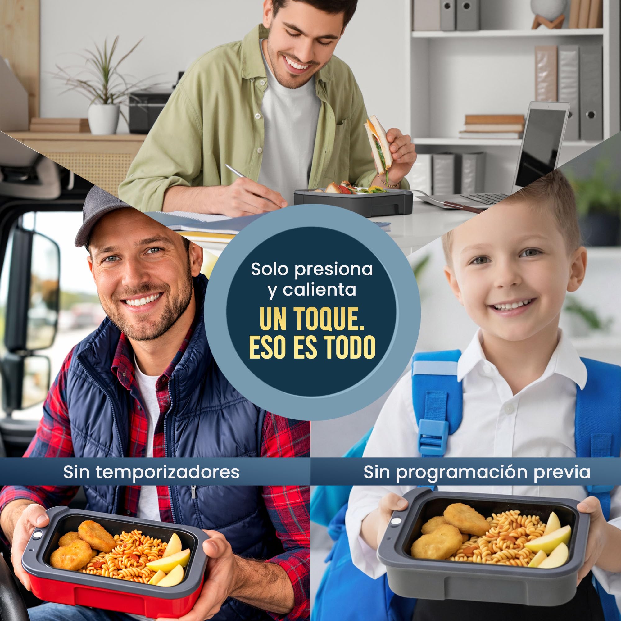 Hot Bento PLUS – Fiambrera Eléctrica Portátil y Autocalentable | Calienta Comida en 10 Min | Tupper Eléctrico para Trabajo, Oficina, Colegio y Viajes | 994 ml | Rojo Rubí
