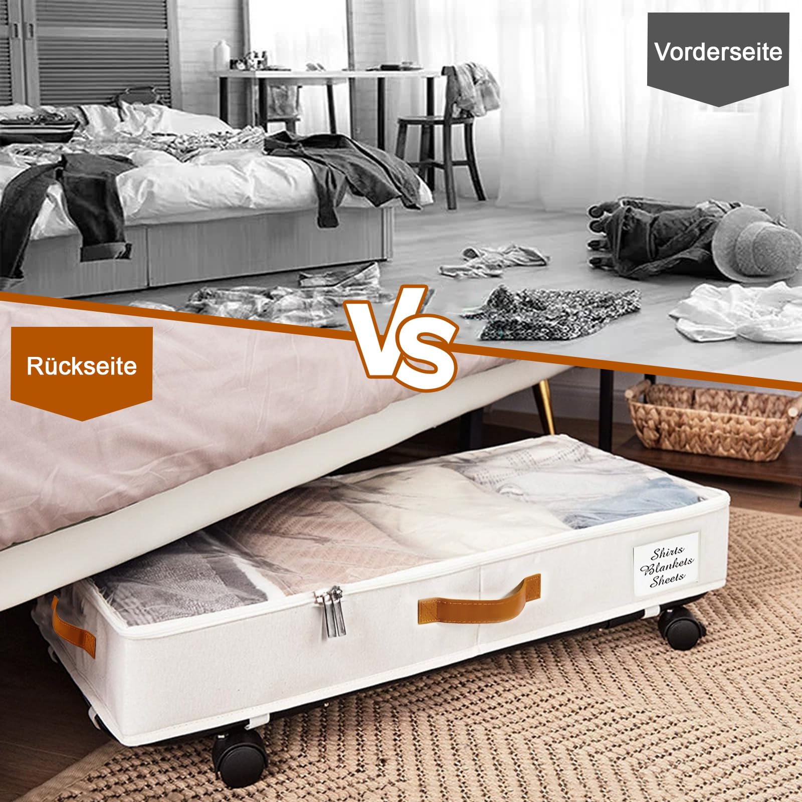 IVTUVTI Unterbett Aufbewahrungsbox 2er Set - Mit Rollen & PVC-Fenster Für Maximale Ordnung