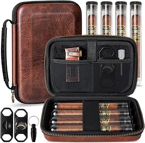 Travel Cigar Bag with Four Tubes