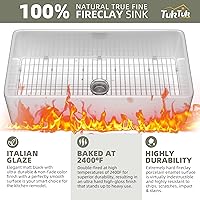 Vista 2 de TUKTUK White Farmhouse Sink 30X20 inch Fireclay Farm Sink Apron Undermount Kitchen Sink Single Bowl Extra Wide Large Capacity Drop-in Modern Kitchen