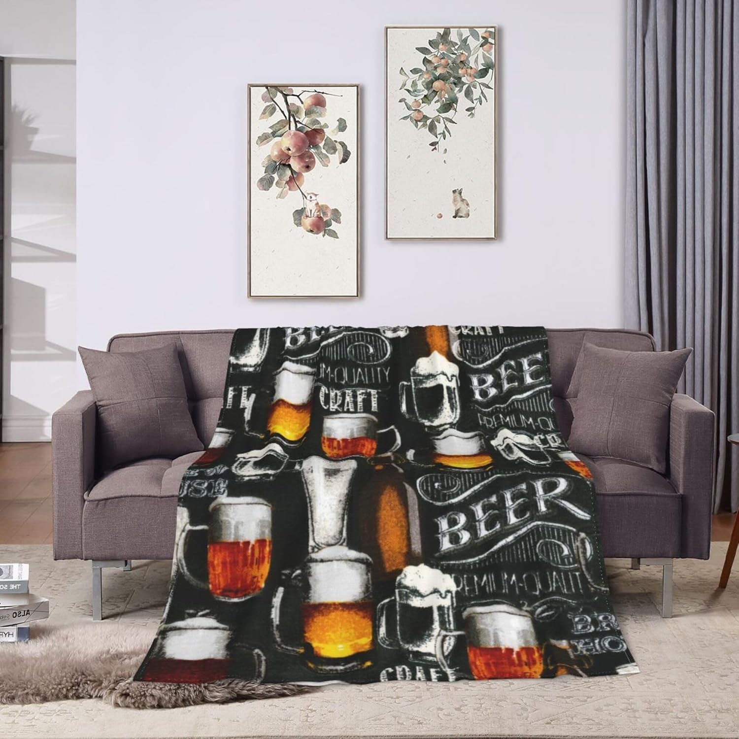 Cool Beer bar Craft Brewery Blanket Super Soft Flannel Blanket Comfy Cozy Throw Blanket Couch Lightweight Blankets for Living Room Bedroom 80"x60"