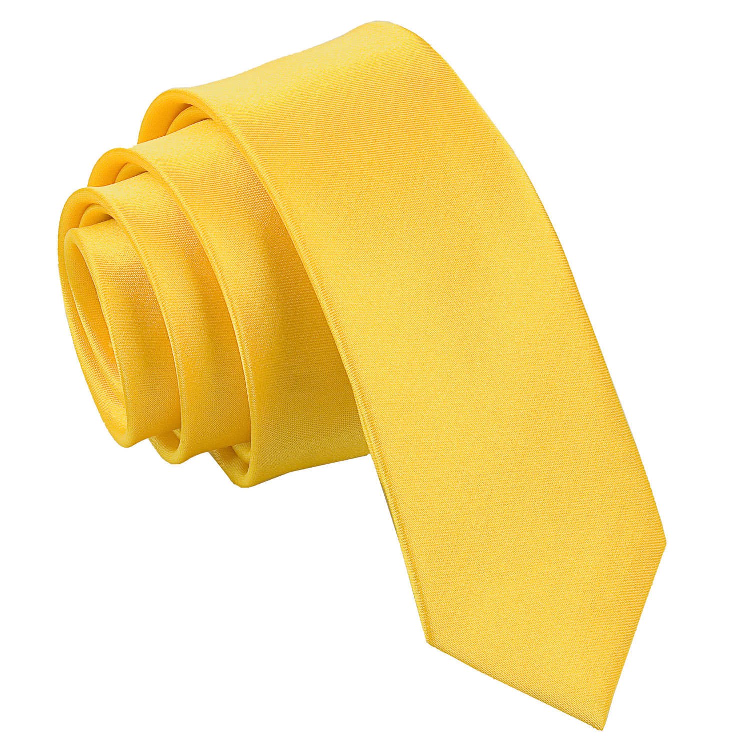 Dqt Men's Marigold - 5Cm Tie Plain Satin Tie – Wedding, Business & Formal Necktie - Marigold Skinny 5Cm