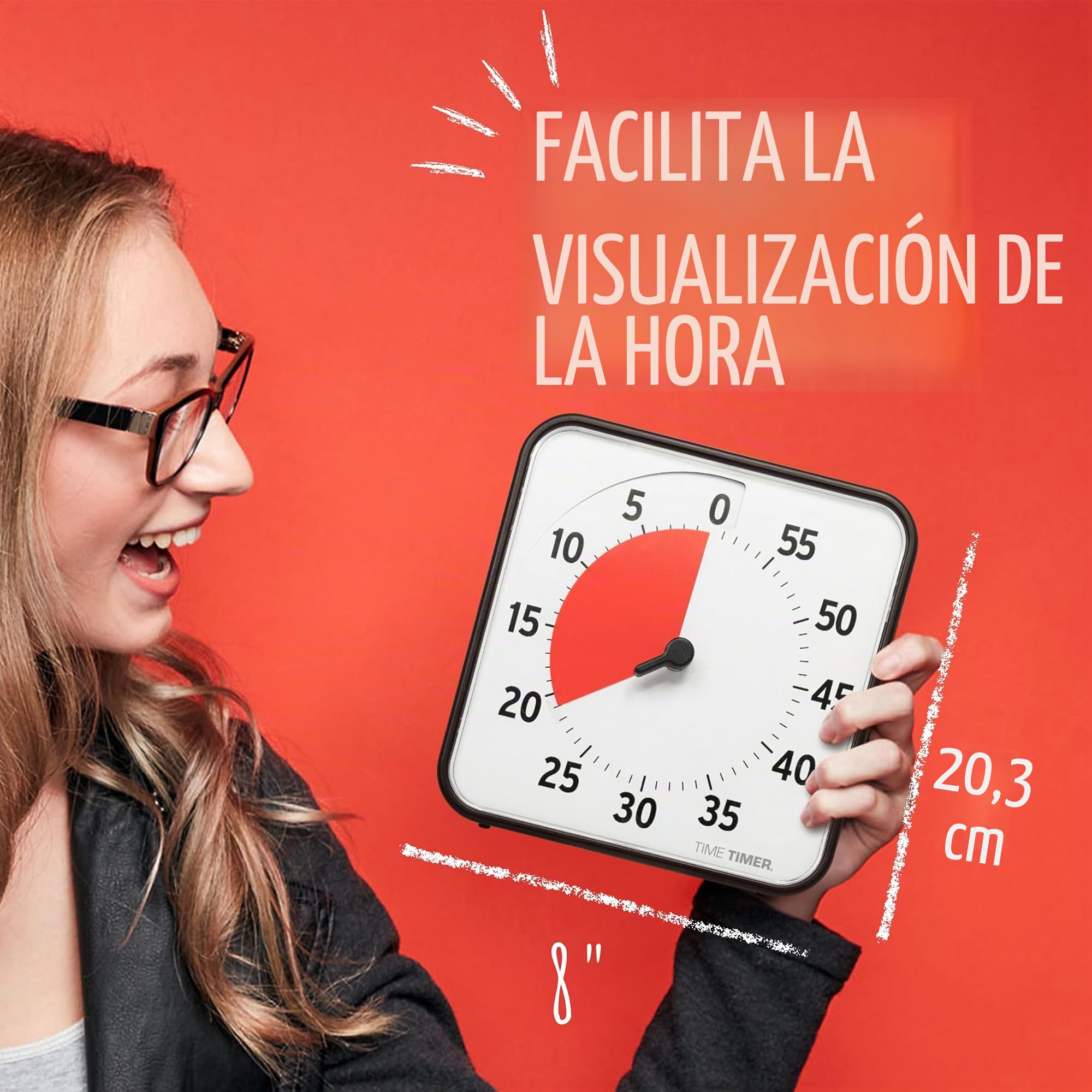 Time Timer Original Mediano, 19x19cm - Temporizador Visual de 60 Minutos - Reloj de Cuenta Regresiva para el Aula o reuniones para niños y Adultos (Negro)