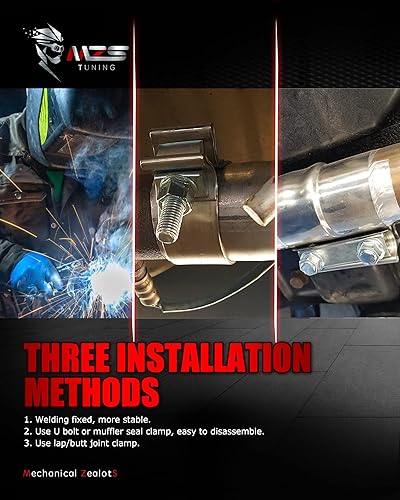Miniatura 6 de MZS Silenciador de escape, punta de escape de acero inoxidable de 18.5 pulgadas de largo, 2.5 pulgadas, entrada de 4 pulgadas, salida universal para