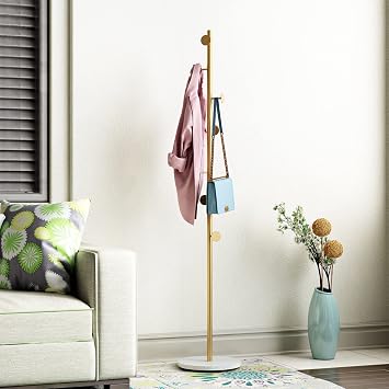 Gold Coat Racks with 7 Hooks, Branches Coat Tree Entryway, Freestanding