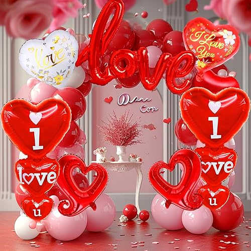 Miniatura 8 de Cadeya Globos para el día de San Valentín, 15 globos de aluminio con forma de corazón rojo enorme para el día de San Valentín, cumpleaños, baby