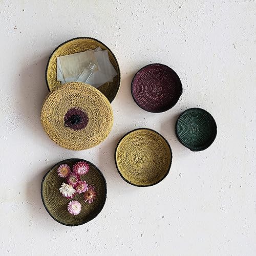 Miniatura 2 de Creative Co-Op Global - Cestas redondas de hierba marina con bucle, juego de 5 tamaños, multicolor