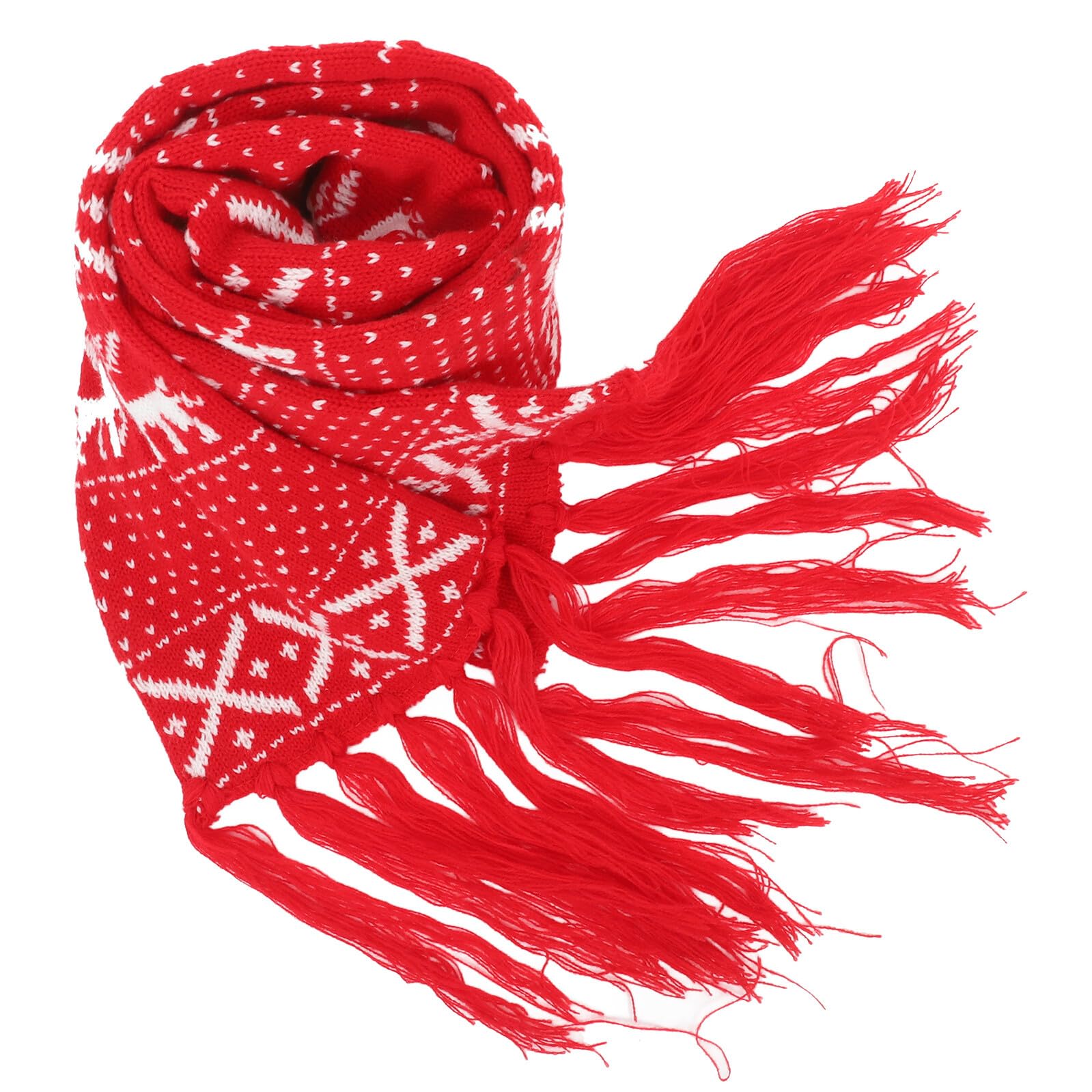 Sciarpa Natalizia in Lana Rossa Motivo a Fiocco di Neve, Morbida e Calda per L'inverno, per Occasioni Casual e Formali
