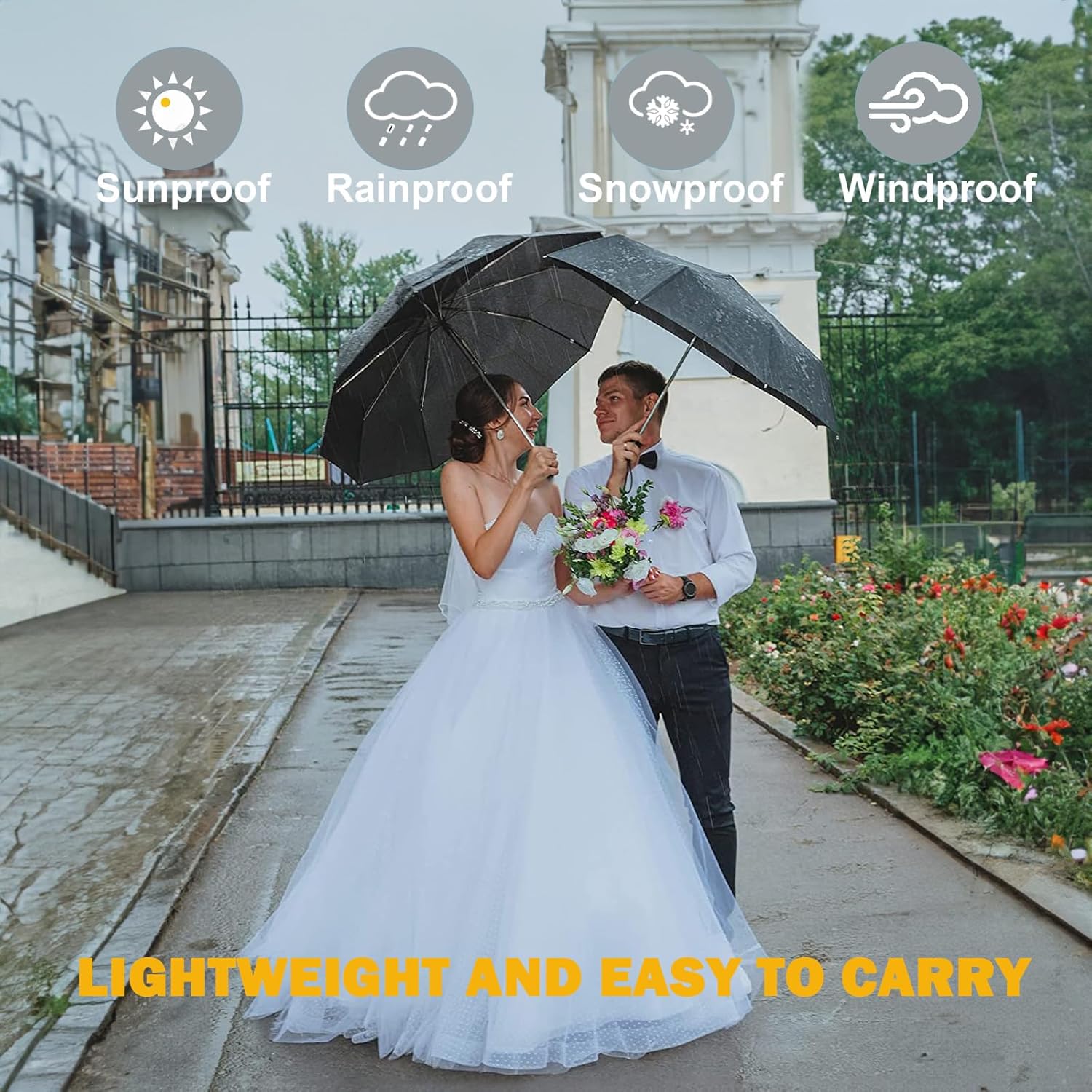 SIEPASA Two Packs Auto Open & Close Small Travel Umbrella Compact for Backpack-Umbrellas for Rain, Windproof Lightweight Strong Mini Portable Umbrellas for Men and Women.(Black, 2 Pack) - Image 7