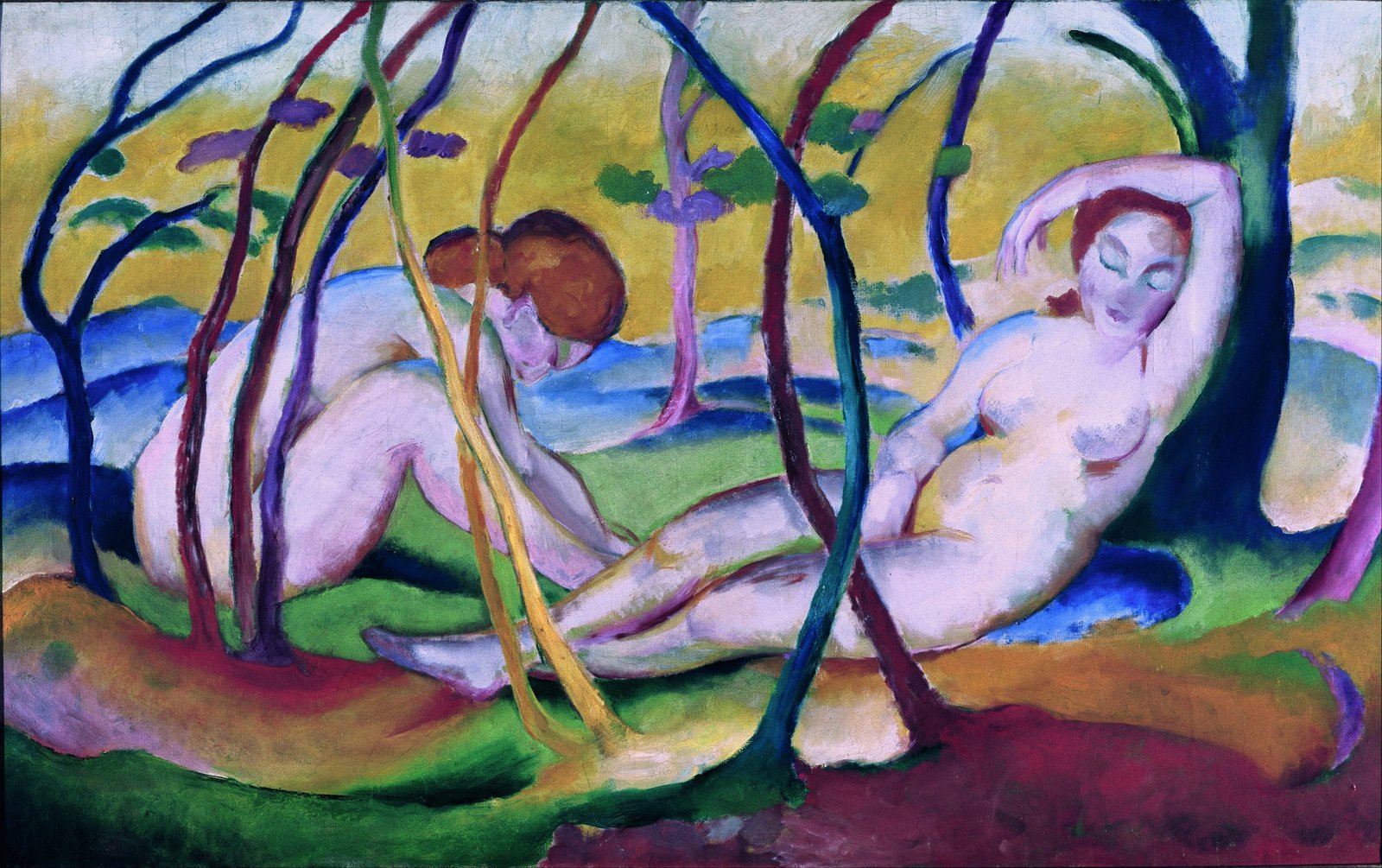 Cuadro Franz Marc Nudes Under Trees: emoción y arte natural en marco marrón mate