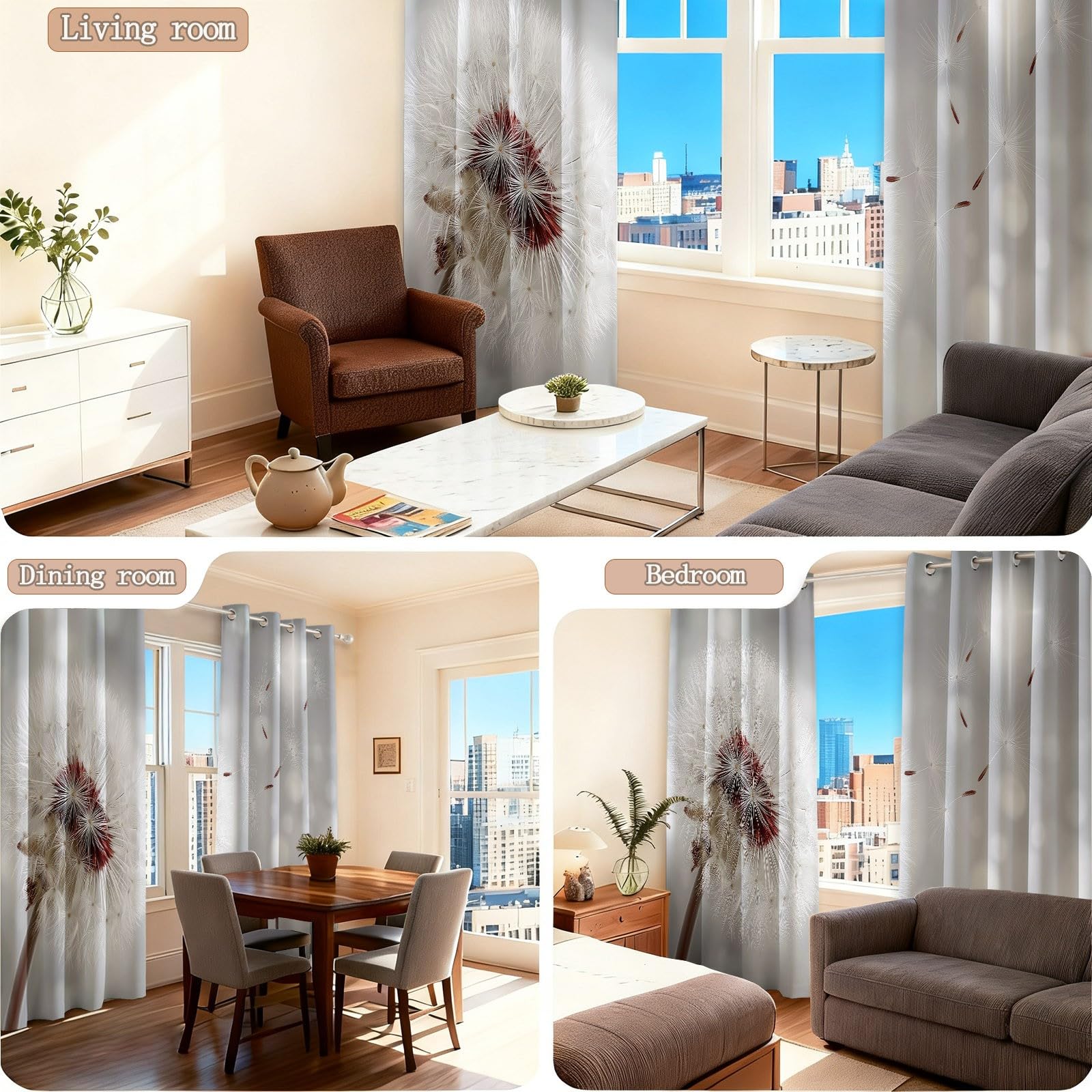Verdunklungsvorhänge mit Ösen 2 Stück H 245 x B 100 cm, Pflanzen Blumen Samen Thermo Vorhänge, Traumhaft Minimalistisch Blickdicht Kälteschutz Vorhang für Wohnzimmer Kinderzimmer Schlafzimmer