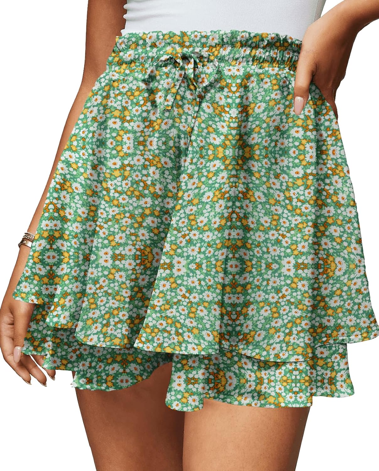 Women's Layered Skirt with Pockets and Shorts - SF4565 main image 1