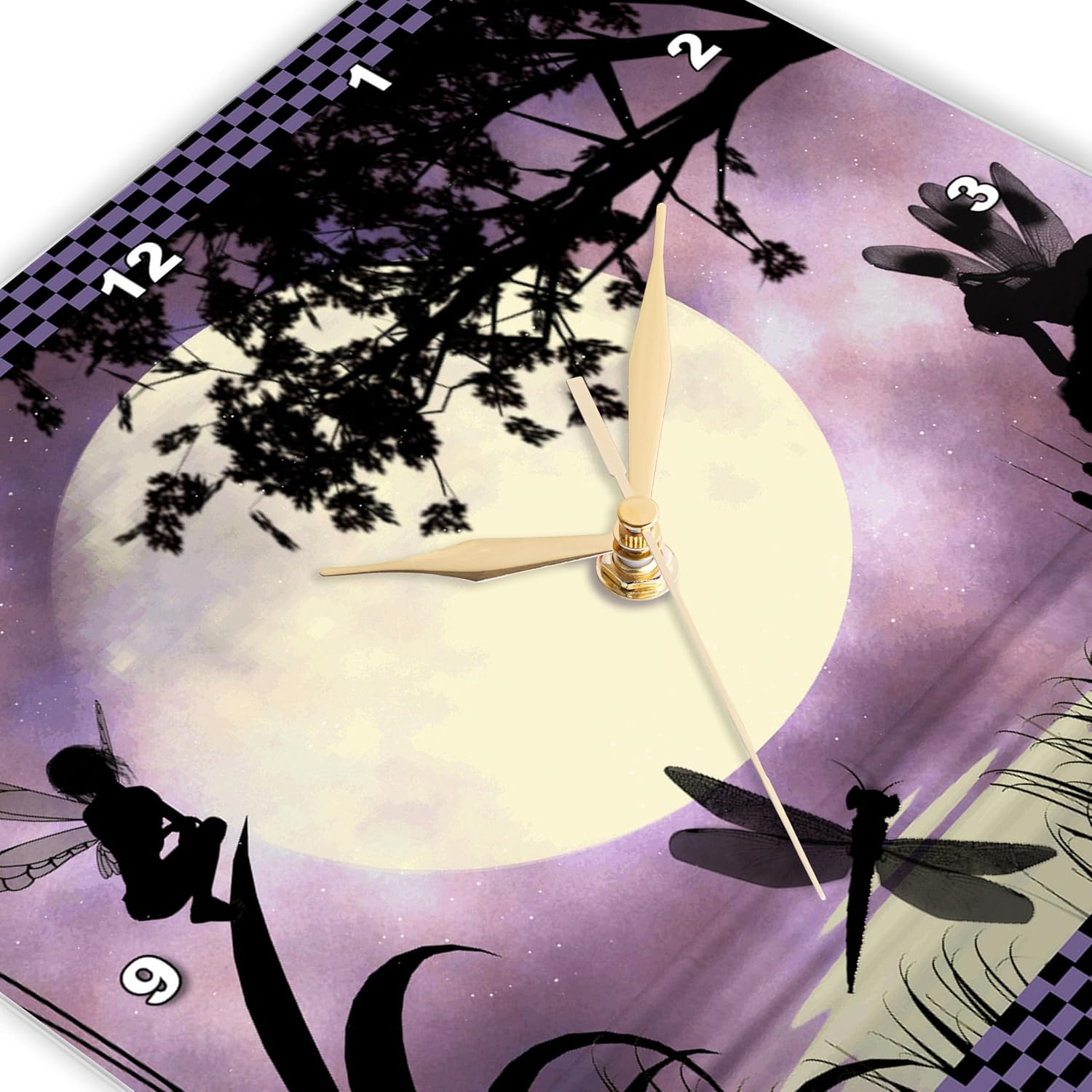 3dRose dpp_35668_3 Fairies and Dragonflies with an Purple Moon Wall Clock, 15 by 15-Inch