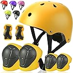 Toddler Kids Bike Helmet Set - Adjustable Cycling Helmet with Knee, Elbow Pads & Wrist Guards Sport Protective Gear Little Kid