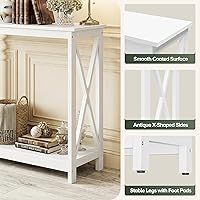 Vista 25 de ZENY Mesa consola, mesa de entrada, mesa de sofá estrecha con estantes de 2 niveles, mesa de entrada para sala de estar, entrada, pasillo, vestíbulo