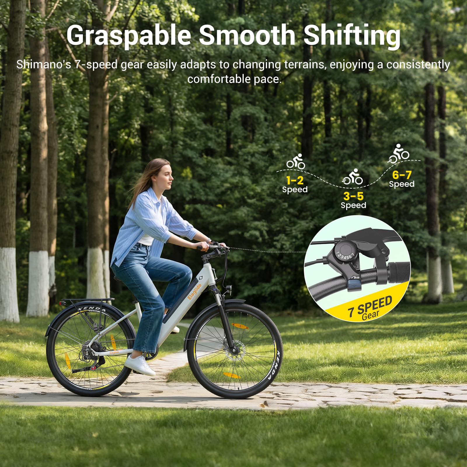 Eleglide Vélo électrique de Trekking T1 Step-Thru 27,5" Batterie Lithium 36V 13Ah 100km Moteur 250W 7 Vitesses Écran LCD