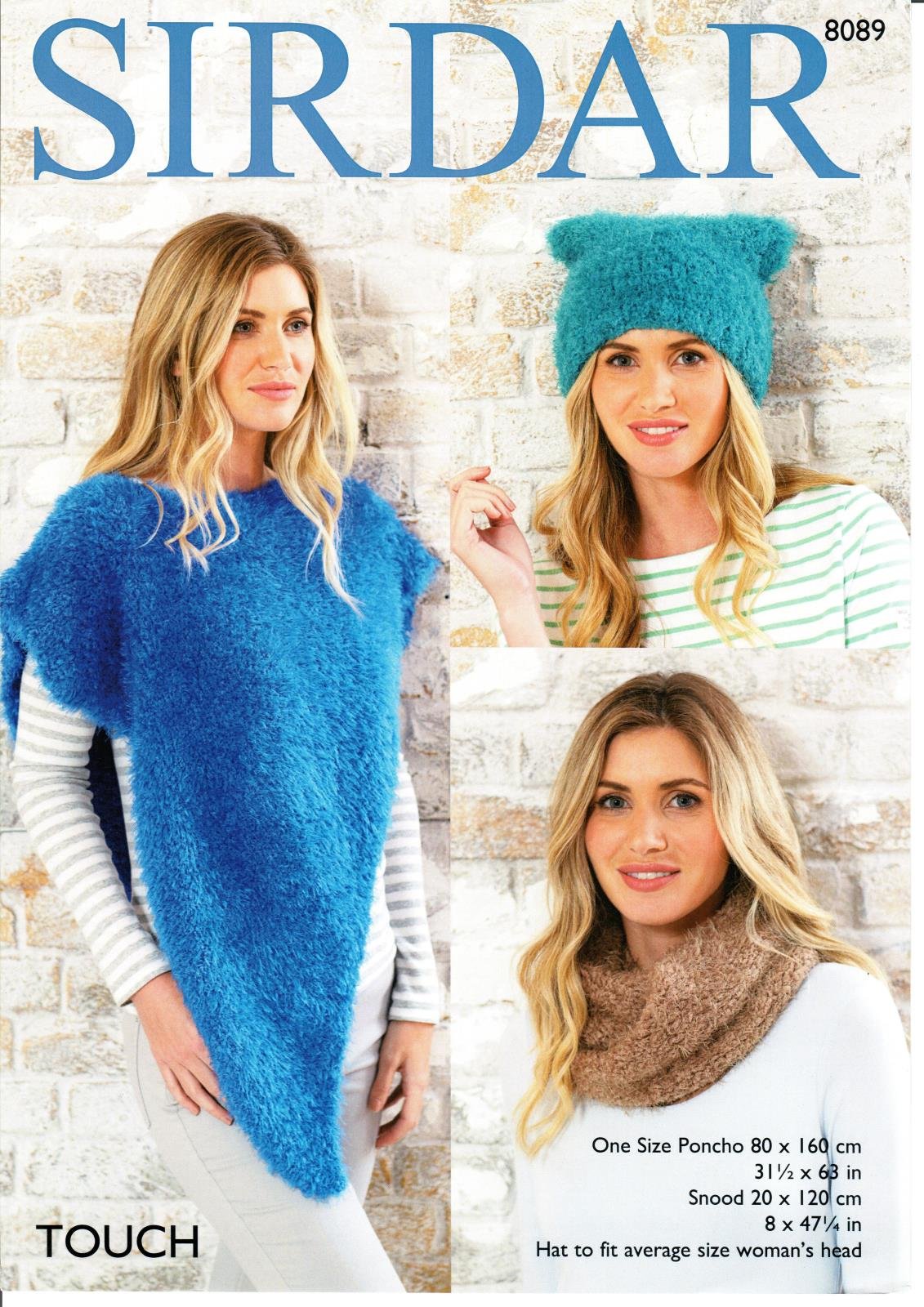 Sirdar 8089 Knitting Pattern Womens Poncho Snood and Hat in Sirdar Touch