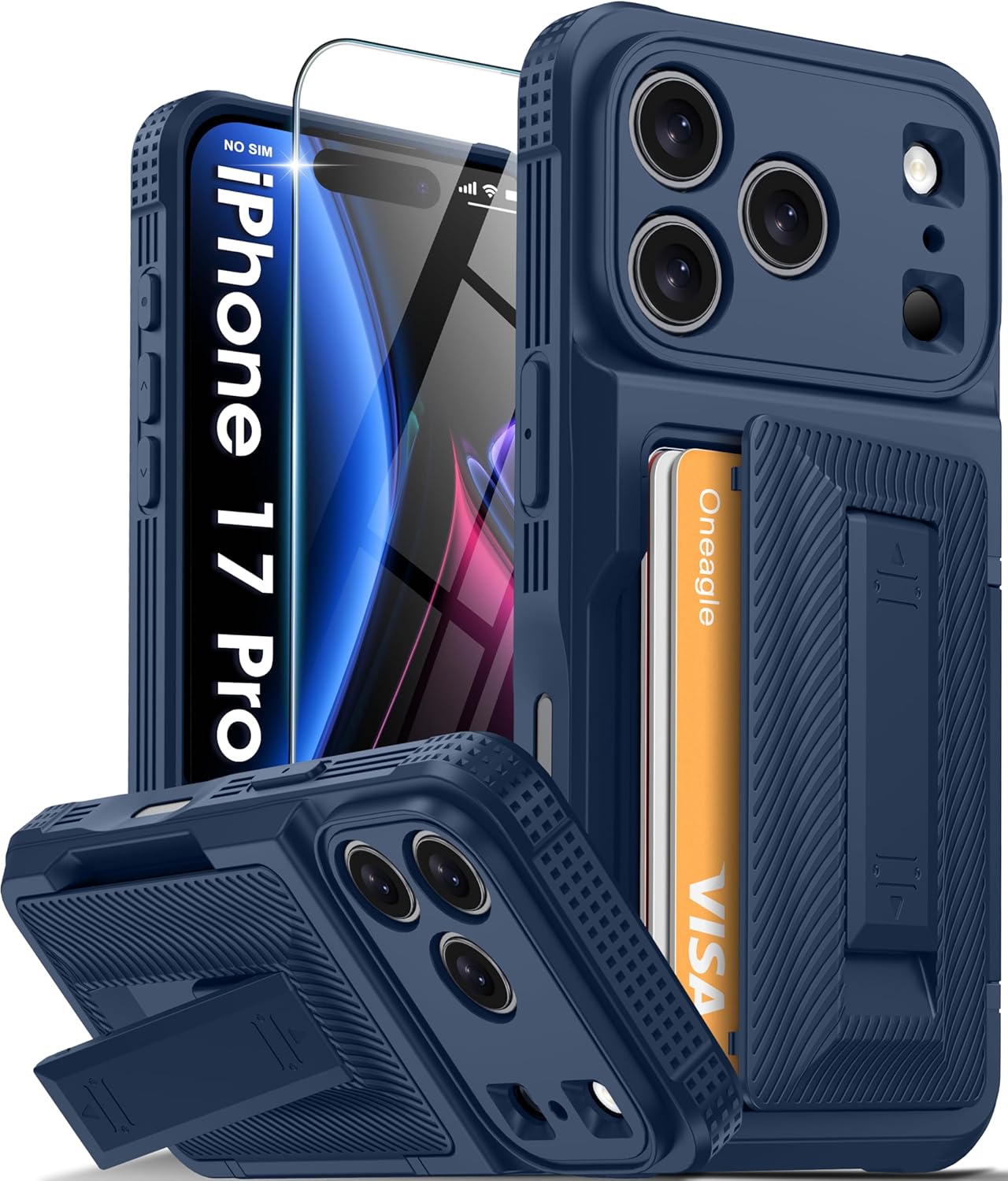 Oneagle Wallet for iPhone 17 Pro Case with Card Holder(4-5 Cards) [RFID Blocking] [Screen Protector] Full Camera Protection Case with Kickstand 15FT Shockproof Heavy Duty Phone Case for iPhone 17 Pro