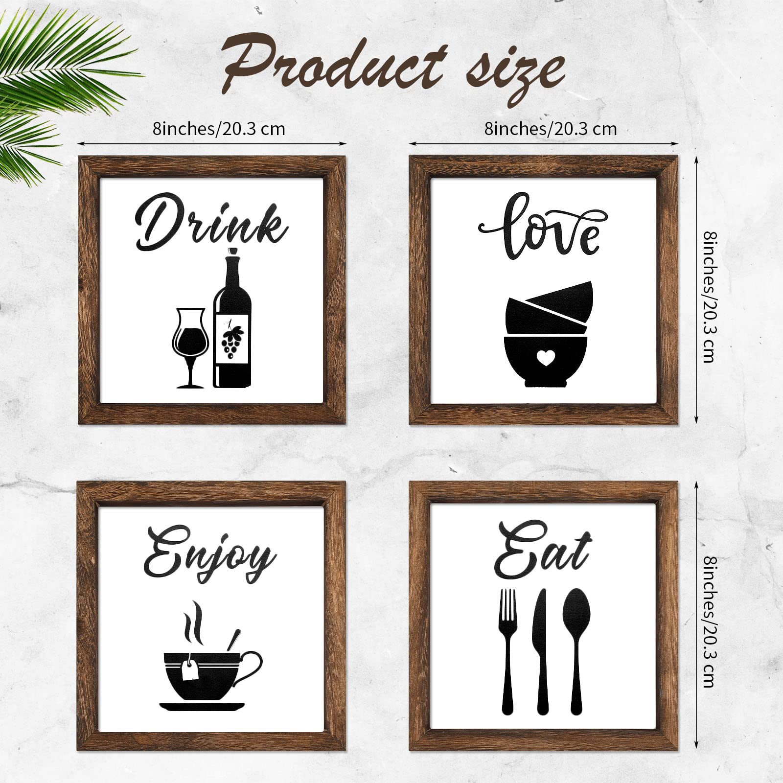 4er-Set Küchenwanddekoration Aus Holz – Rustikale Einmachglas-Schilder Mit Eat, Drink, Love, Enjoy Für Bauernhaus-Deko