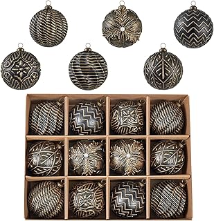 Vintage Christmas Ornaments Ball Set, 12 PCS Shatterproof Antique Tradit...