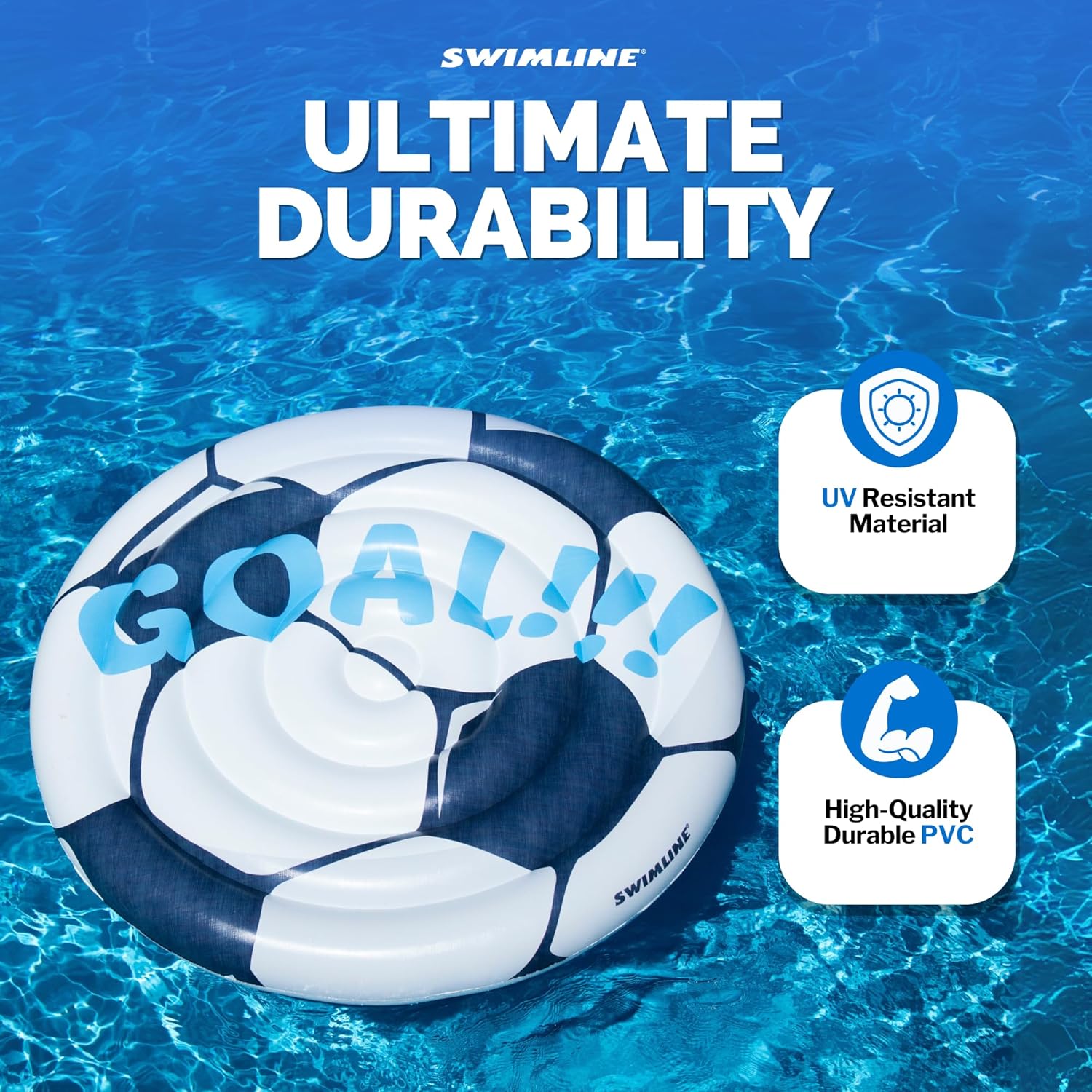 Swimline Inflatable Soccer Ball Ride-On Pool Float Blue/White, 60" Sports (Soccer) image 7 of 8 B078D75JRF