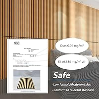 Vista 6 de Art3d Paquete de 6 paneles de pared de listones de madera acústica para decoración de interiores, paneles de madera estriada 3D que absorben el Teca