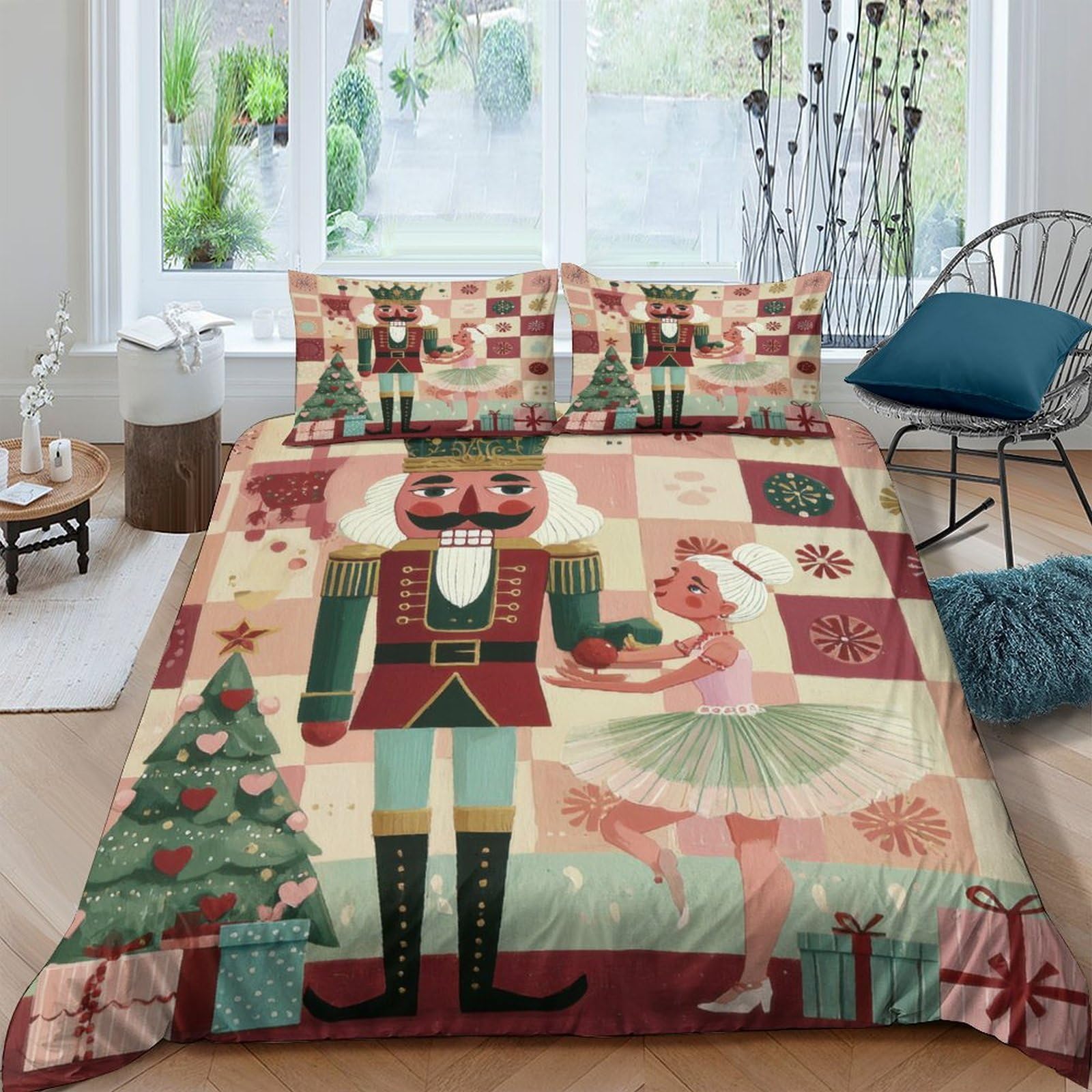 Ctjqhvkz Style-5 3D Printed Nutcracker Christmas Fitted Sheet Microfiber Soft Festive Ballet Bed Cover For Bedroom Guest Room Decor Single（135X200cm）