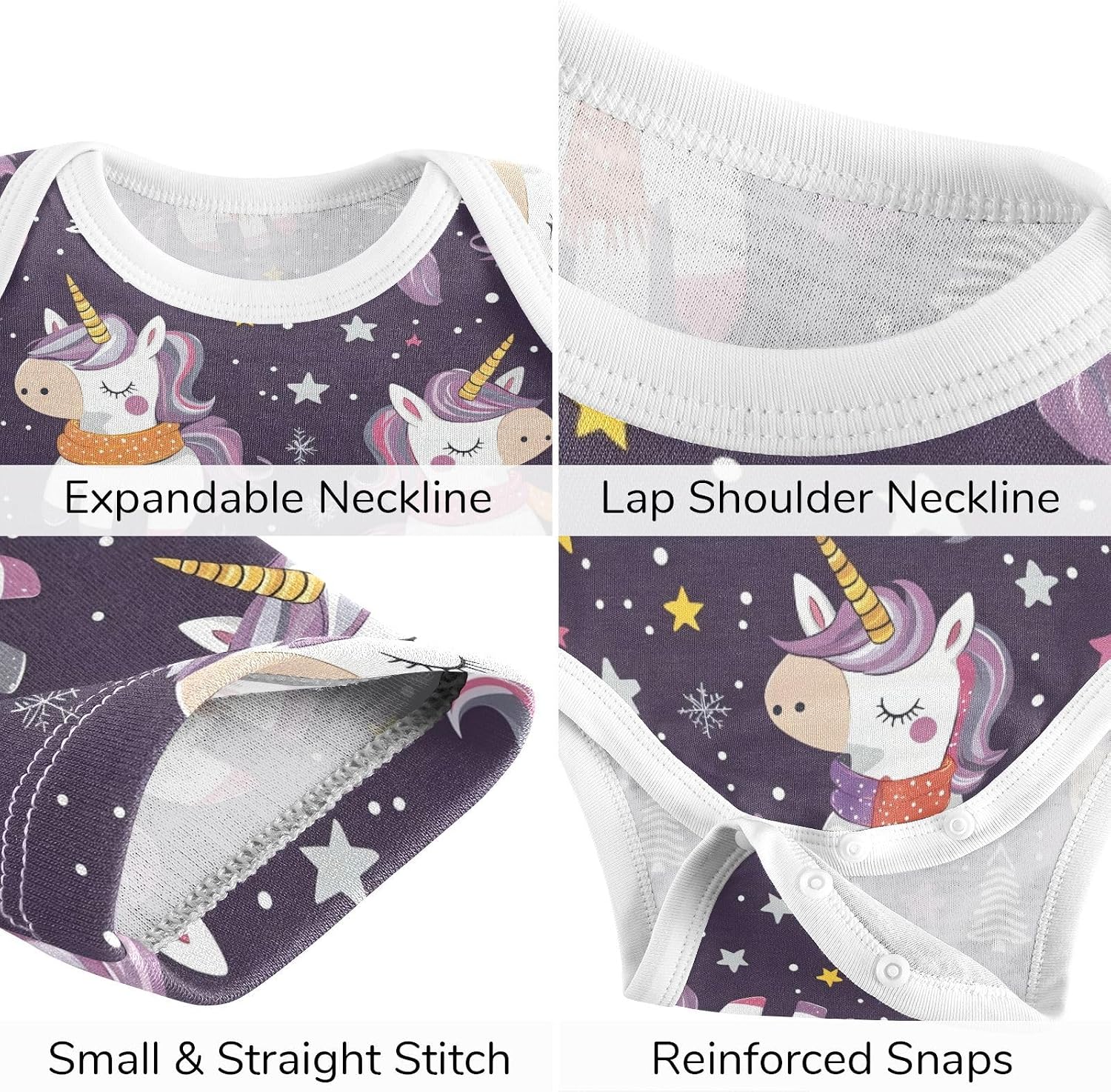 vvfelixl Baby Clothes Cozy Unicorns Snow Baby Bodysuits Set Unisex Short Sleeve Babys Pants Sets 0-3M