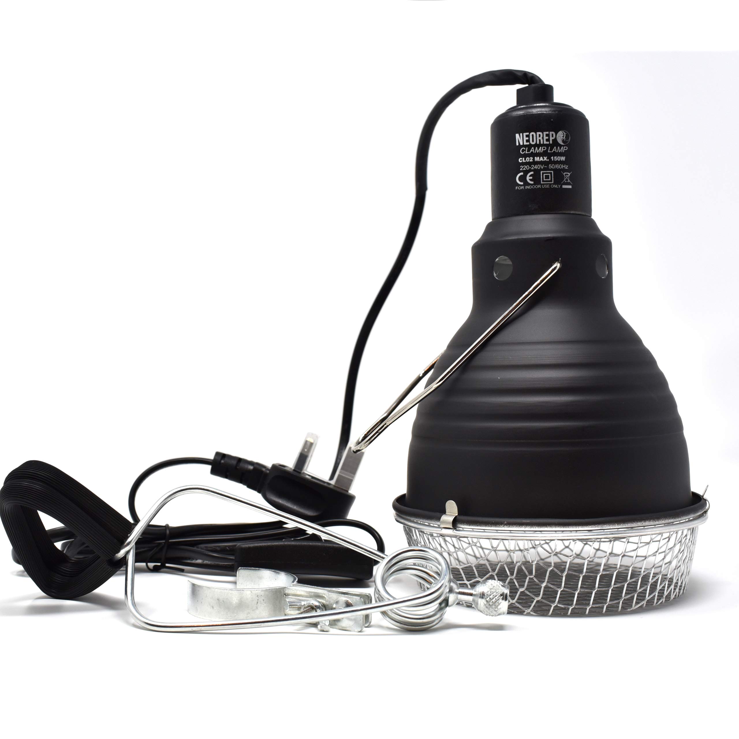 NEOREP Reptile Vivarium Brooder Clamp Lamp Bulb Holder with Guard 100 Watt 5.5" Dome E27 Thread