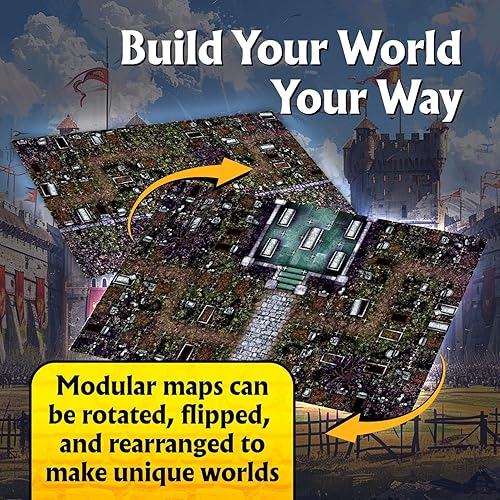 Miniatura 3 de Arcknight El paquete de extras de mapas de batalla para juegos de rol 16 mapas modulares de RPG en 8 páginas doble cara, cuadrícula de 1 pulgada,