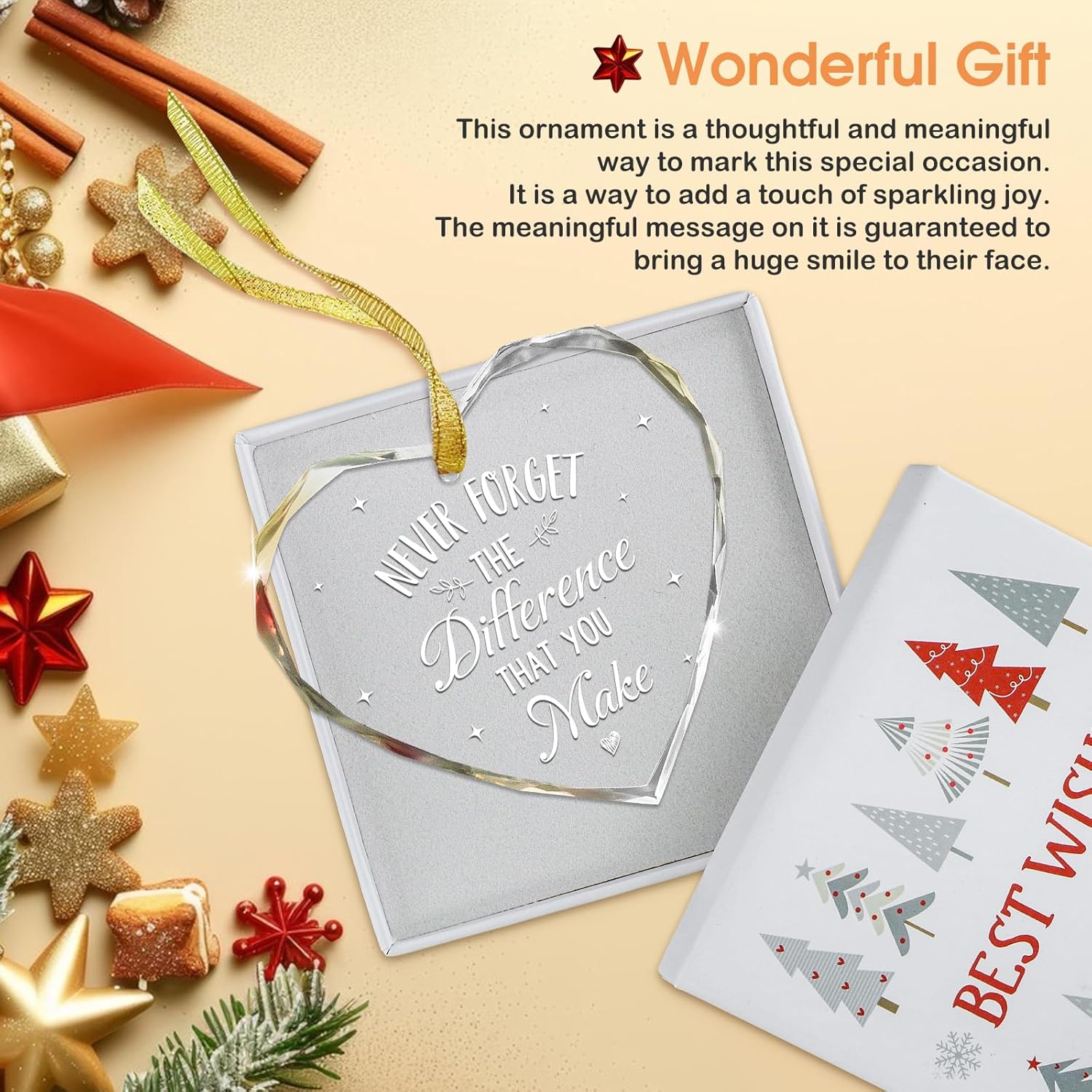 FaCraft Thank You Gifts for Women Men - Glass Ornament Teacher Appreciation Gifts Thank You Gift for Coworkers Friends Nurse Boss Employee Retirement Graduation Farewell Leaving Going Away Christmas - Image 2