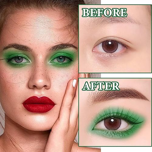 Miniatura 3 de Paleta de sombra de ojos verde con purpurina, paleta de maquillaje de sombra de ojos mate brillante, paleta de maquillaje altamente pigmentada,