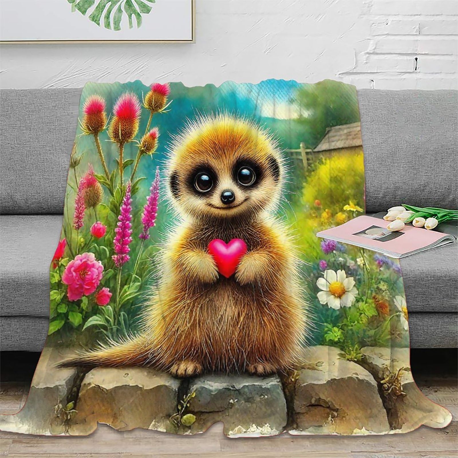 Housse de canapé Meerkat 3D couverture lit microfibre chaude anti-poussière