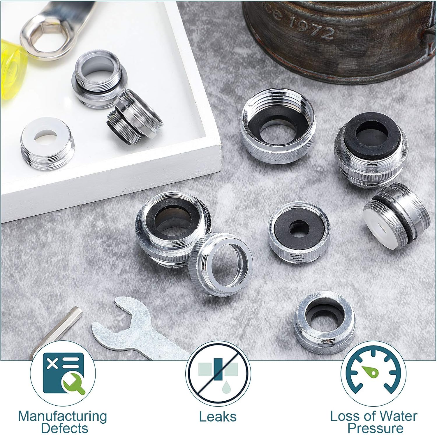 Faucet Adapter Kit Kitchen Sink Brass Aerator Adapter Solid Male/Female Faucet Adapter to Connect Garden Hose, Water Filter, Standard Hose via Diverter (10 Pieces,Multiple Sizes)