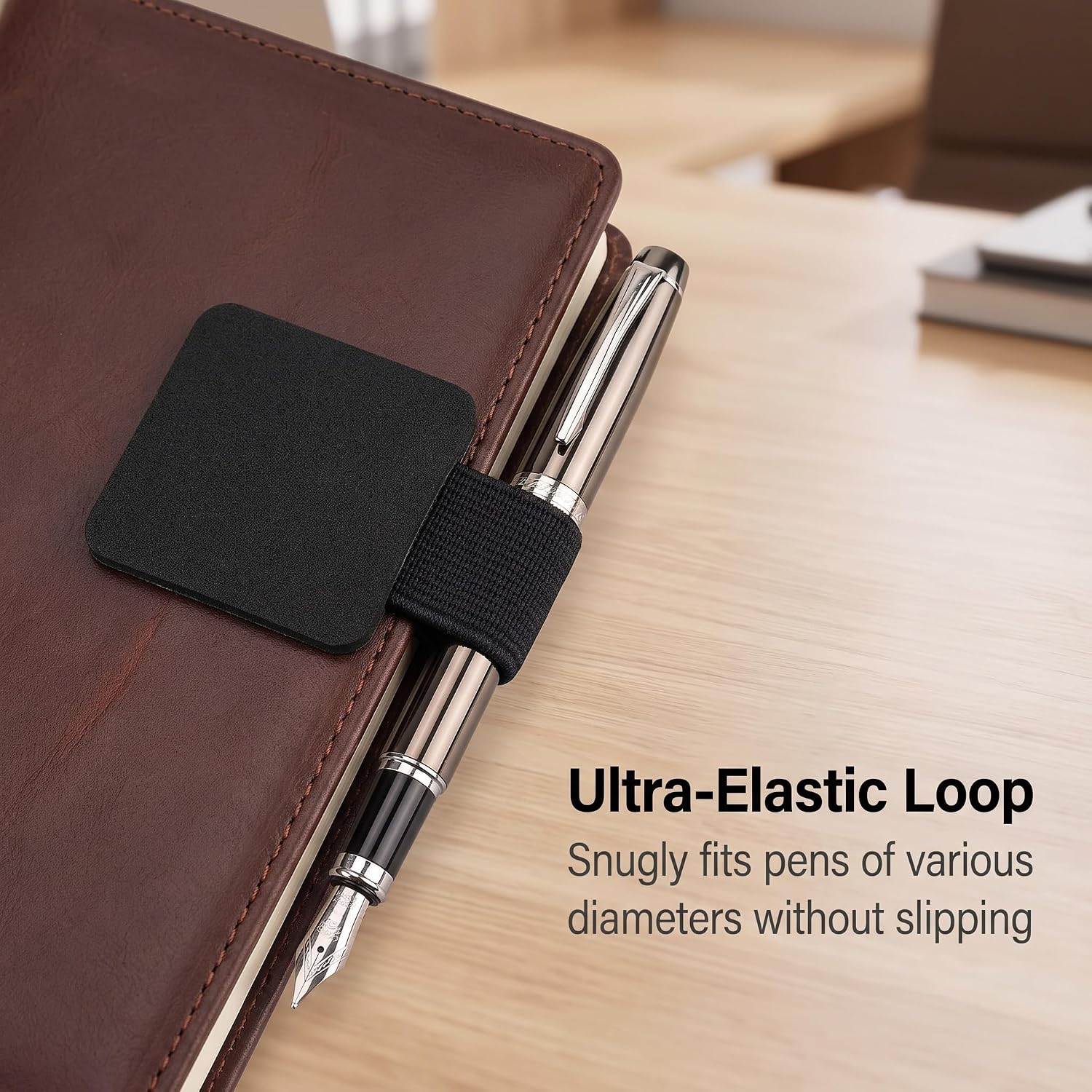 5 Pcs Black and Practical Pen Holder Self-Adhesive Loop Design Notebook Journals Calendars Accessories Pencil Holders and Pen Holders image 3