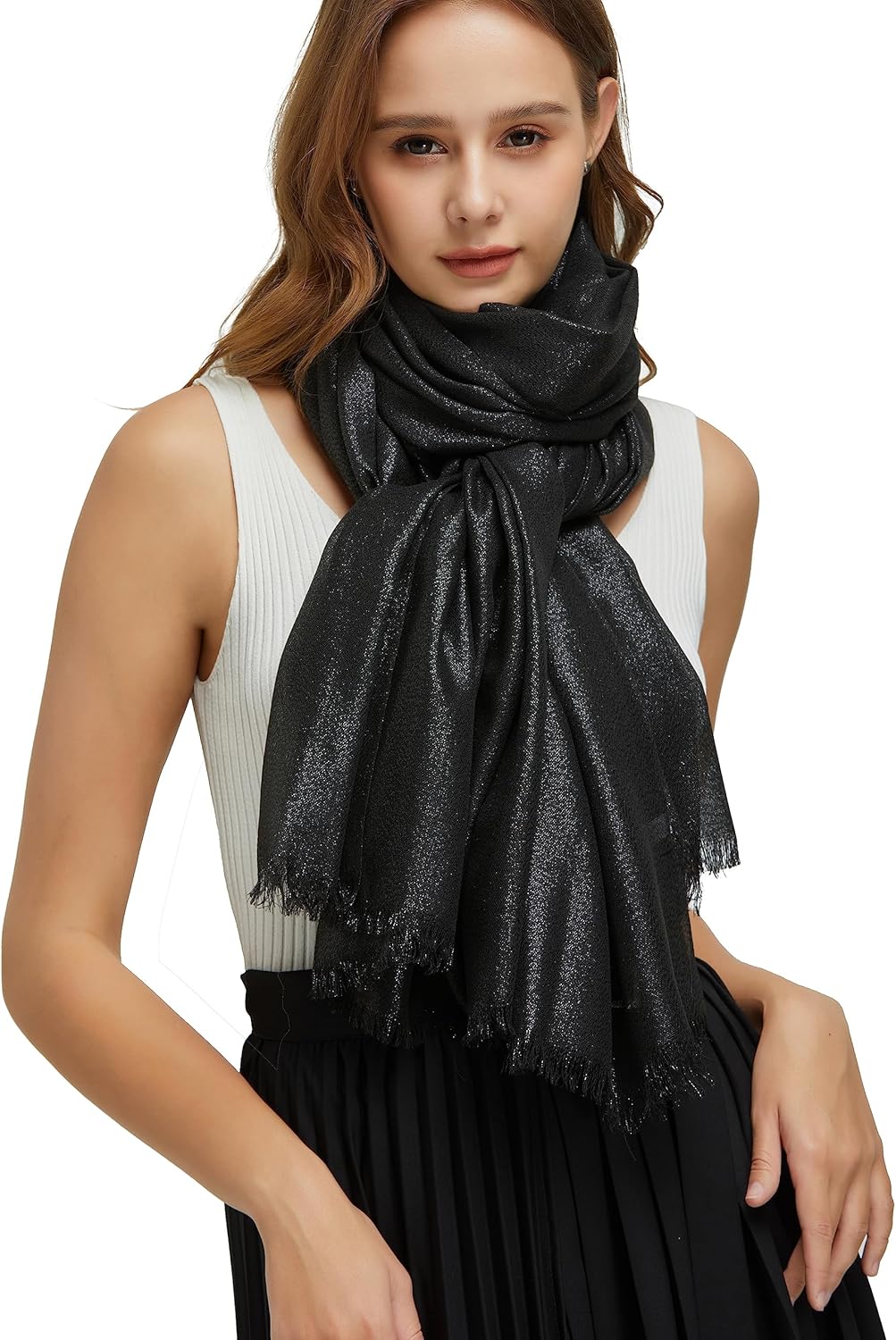 PANTONIGHT Women's Sparkling Metallic Evening Shawl Lightweight Wedding Shawl Extra Large Dressy Shawls and Wraps for Party - Image 3