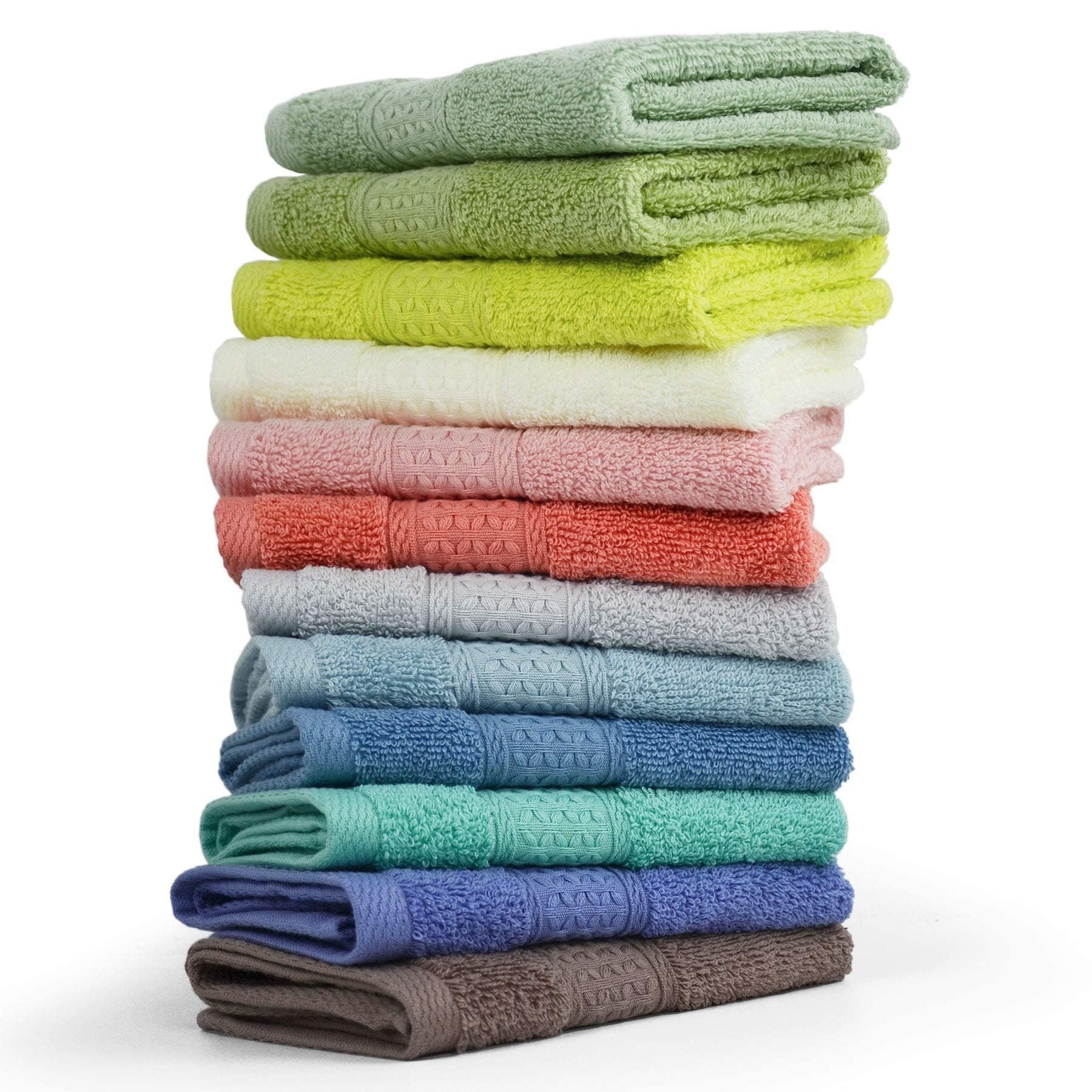 GOLD TEXTILES Asciugamani 100% Cotone, 12 Pezzi 33x33 Cm, Color Sabbia - Morbidi E Assorbenti Per Hotel E Spa