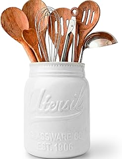 Comfify Wide Mouth Mason Jar Utensil Holder Decorative Kitchenware Organ...